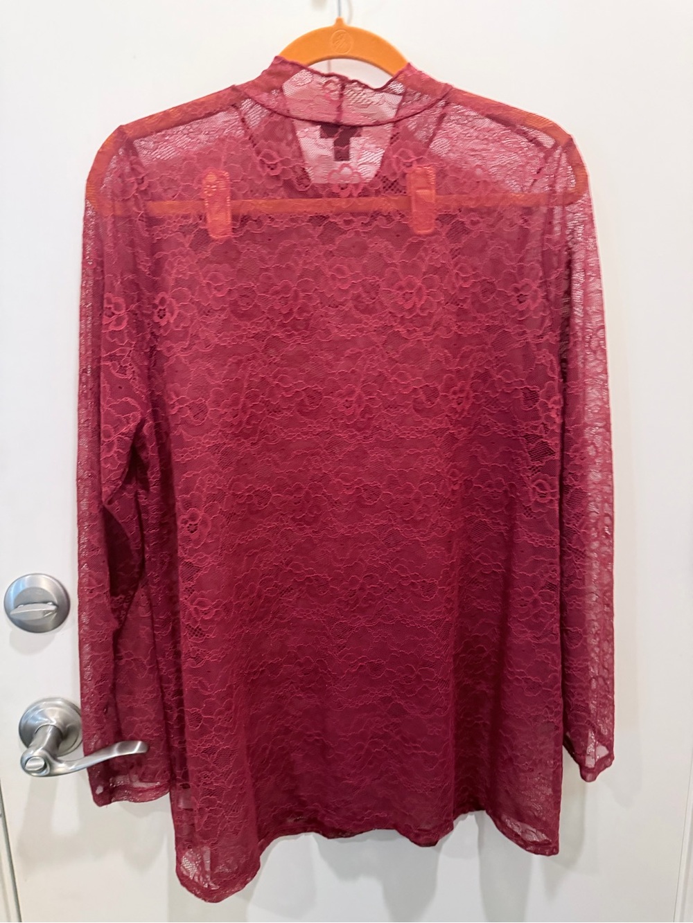 torrid Wine Lace Mock Neck Long-Sleeve Top - Picture 4 of 4